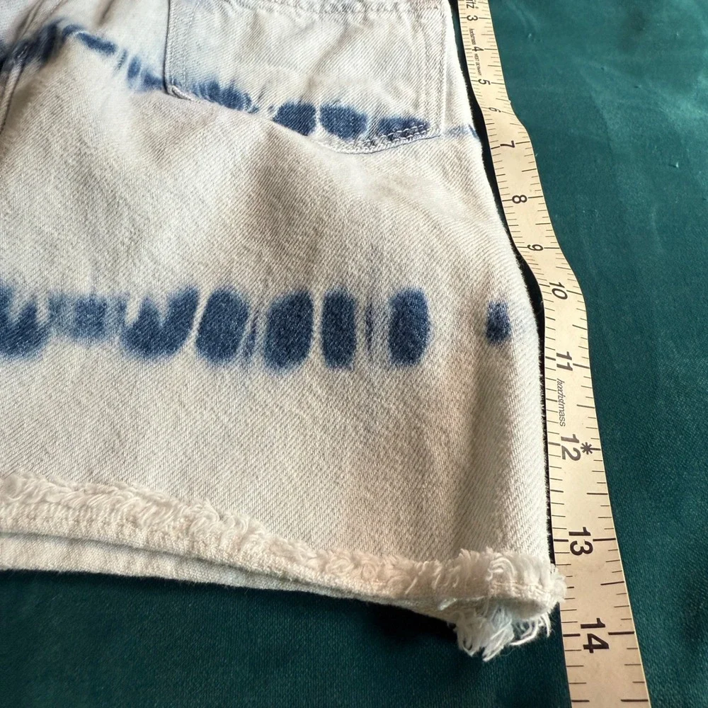 Girls Old Navy Tie Dye Denim Skirt Renata Button Front Raw Hem Blue White Size 8